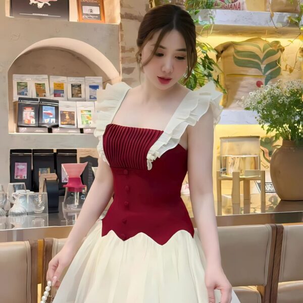 Đầm váy nữ áo 2 vai tùng xoè kèm chân váy dáng xoè có lót quần xinh xắn dành cho nàng diện đi chơi, đi tiệc - Hình ảnh 3