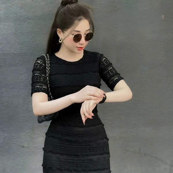 Đầm váy nữ đầm ren cao cấp áo tay ngắn cổ tròn form dáng ôm body sang trọng dành cho các nàng - Hình ảnh 5