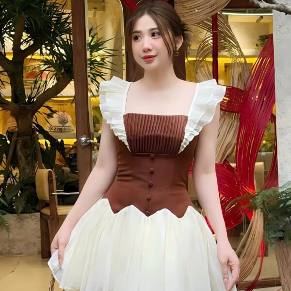 Đầm váy nữ áo 2 vai tùng xoè kèm chân váy dáng xoè có lót quần xinh xắn dành cho nàng diện đi chơi, đi tiệc - Hình ảnh 6