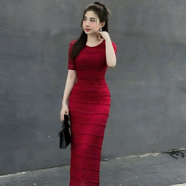 Đầm váy nữ đầm ren cao cấp áo tay ngắn cổ tròn form dáng ôm body sang trọng dành cho các nàng - Hình ảnh 7