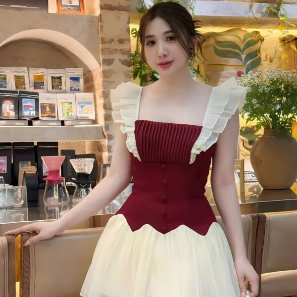 Đầm váy nữ áo 2 vai tùng xoè kèm chân váy dáng xoè có lót quần xinh xắn dành cho nàng diện đi chơi, đi tiệc - Hình ảnh 8