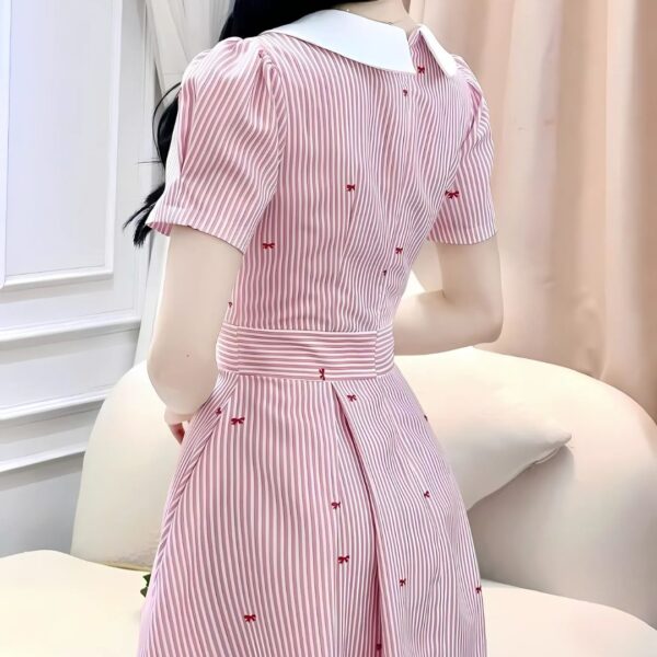 Đầm váy nữ chất kate áo tay ngắn cổ tiểu thư chân váy dài xoè xếp ly xinh xắn dành cho nàng diện đi chơi - Hình ảnh 6